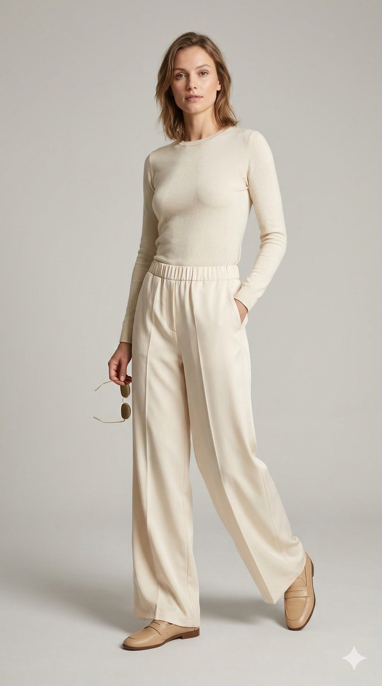 pantalone palazzo tasca PER26106 BURRO MARICLA 