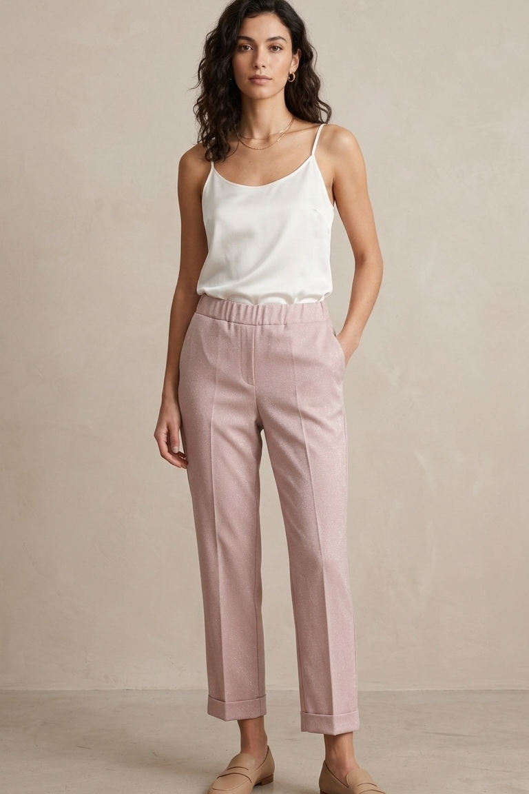 pantalone tweed GR2003PE ROSA MARICLA 