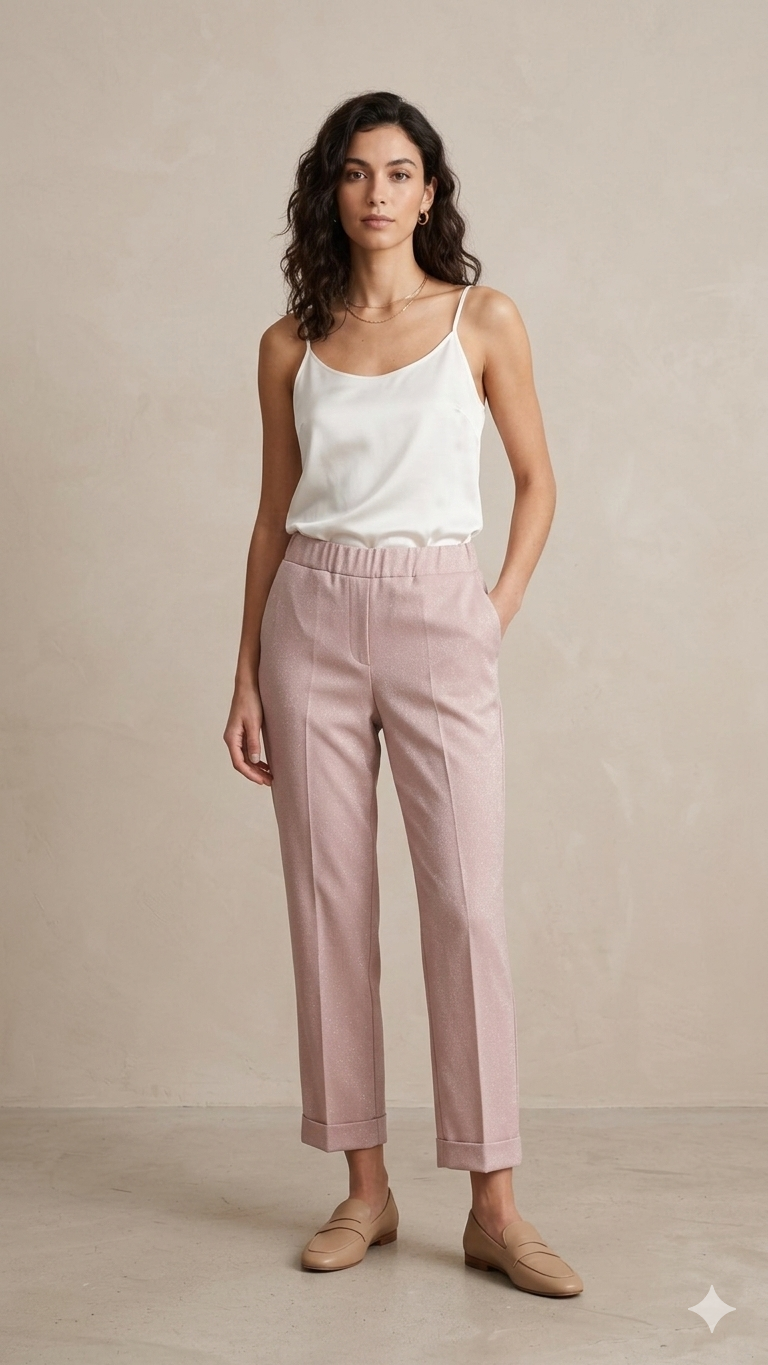 pantalone tweed GR2003PE ROSA MARICLA 