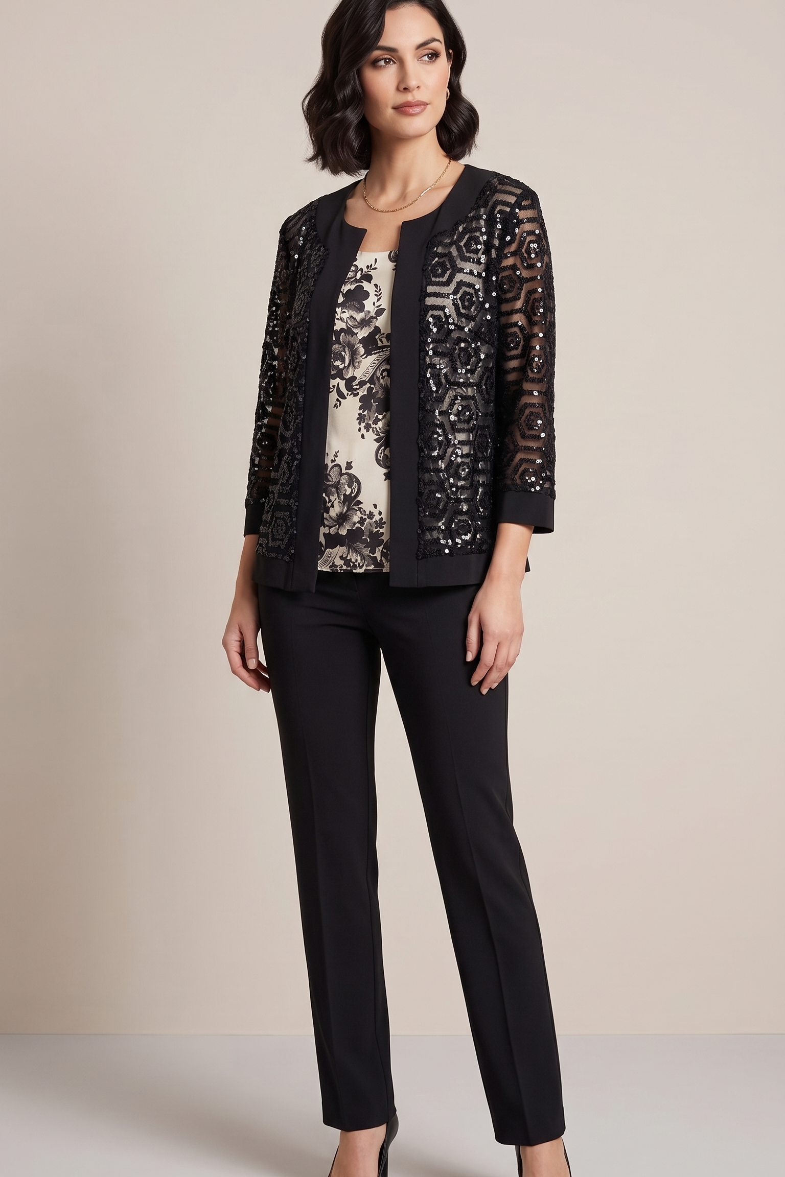 completo 3 pezzi macramè ASTRID NERO MARICLA 