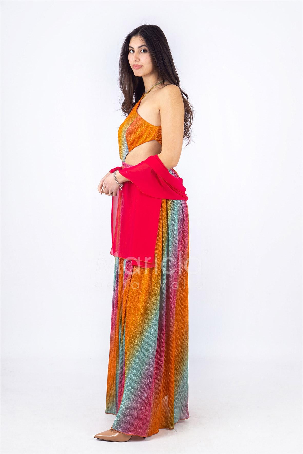 Abito Lungo glitterato LH702 FUXIA LUDOVICA HASSLER 