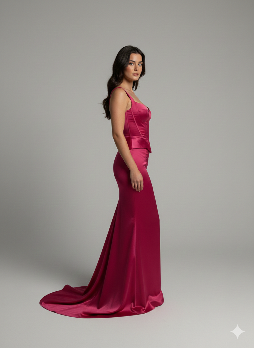 Abito a sirena con corpetto JC35420 FUCSIA MARICLA ELEGANCE 