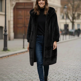 cappotto con cappuccio pelliccia AZ85P NERO MARICLA 