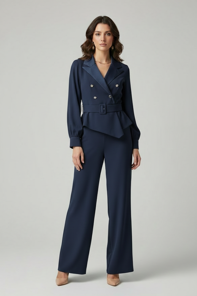 tuta smoking manica lunga PF120TU BLU PAOLA FORTI 