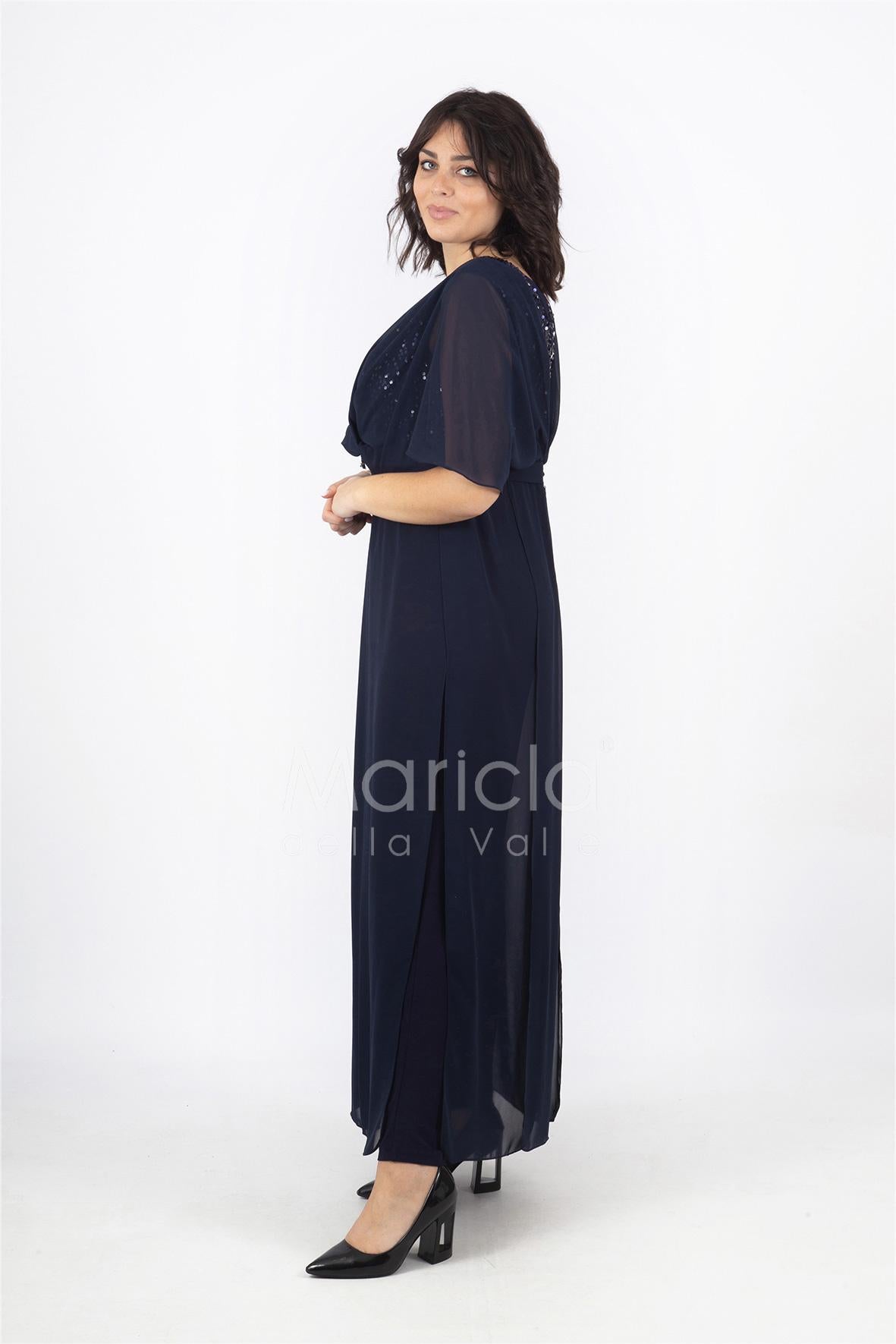 tuta corpetto paiette JC35041 BLU MARICLA ELEGANCE 