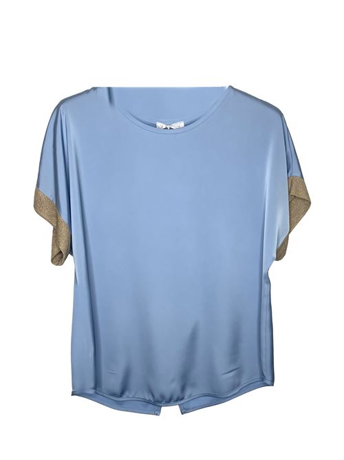 maglia casacca mezza manica profilo oro MARICLA | DB10284CELESTE