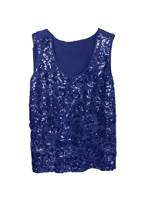canotta spalla larga paiette MARICLA | DB10327BLU