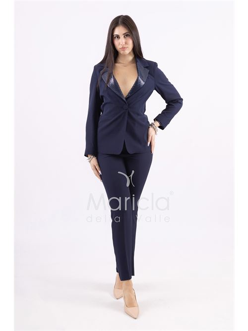 Tailleur con collo in paillettes MARICLA | ROMI3864BLU