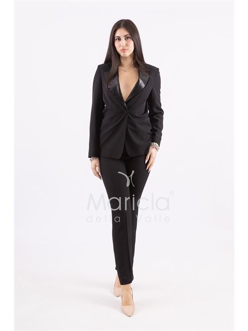 Tailleur con collo in paillettes MARICLA | ROMI3864NERO